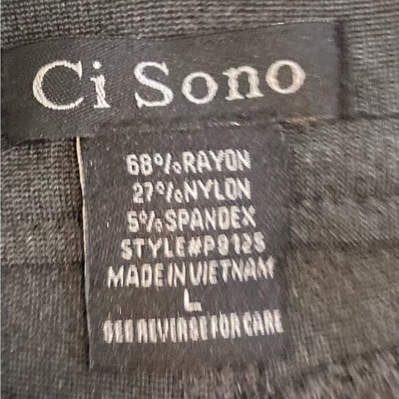 Ci Sono charcoal grey black faux leather trim Ponte knit pant back pants large - Picture 8 of 8